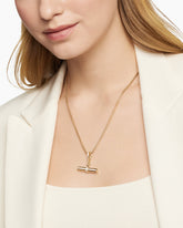 Lexington E/W Barrel Pendant in 18K Yellow Gold with Diamonds, 32mm